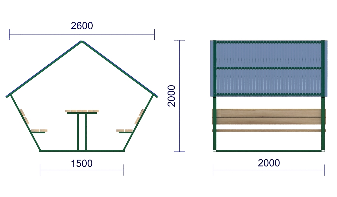 Беседка из металлопрофиля и поликарбоната чертежи и размеры
