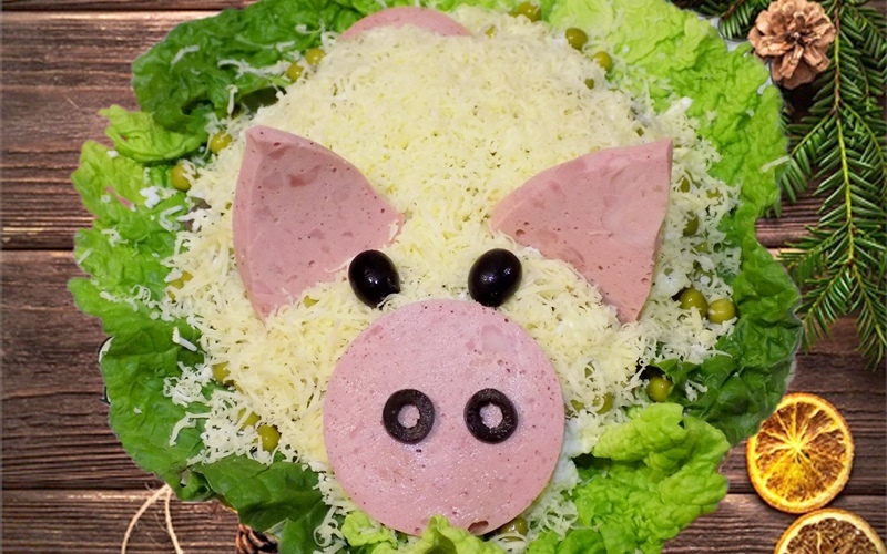 Салат свинья в огороде рецепт с фото пошагово