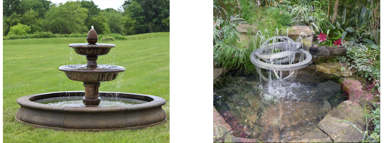 Декоративные, садовые фонтаны с помпой для дачи и для дома