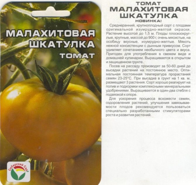 Описание сорта томата Малахитовая шкатулка, особенности выращивания и ухода