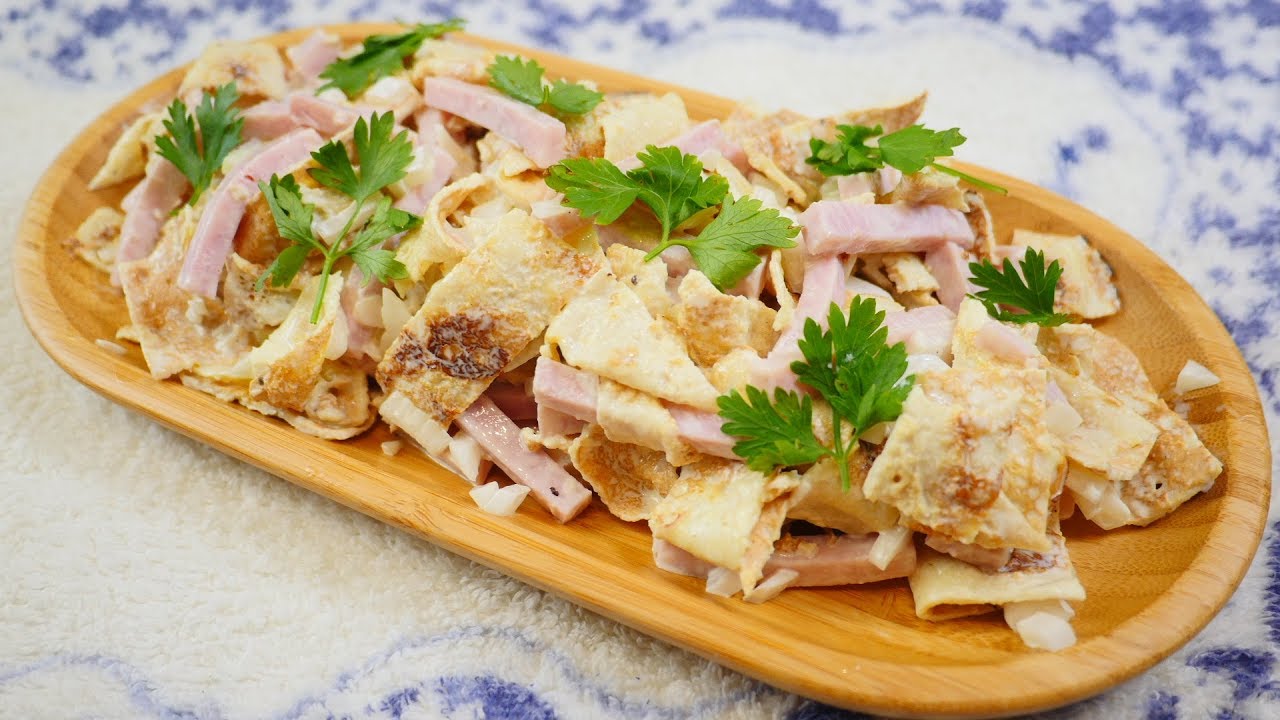 Блинный салат с копченой курицей – 6 рецептов салата с блинами и курицей