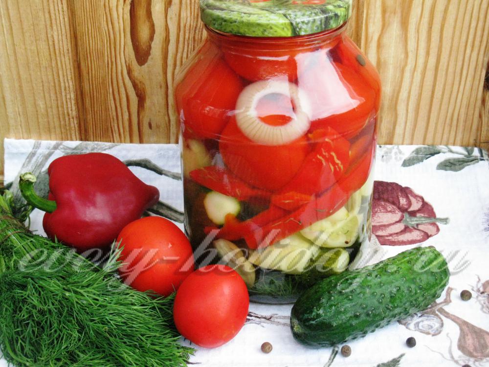 Ассорти из огурцов и помидоров на зиму, самый вкусный рецепт – рецепты с фото