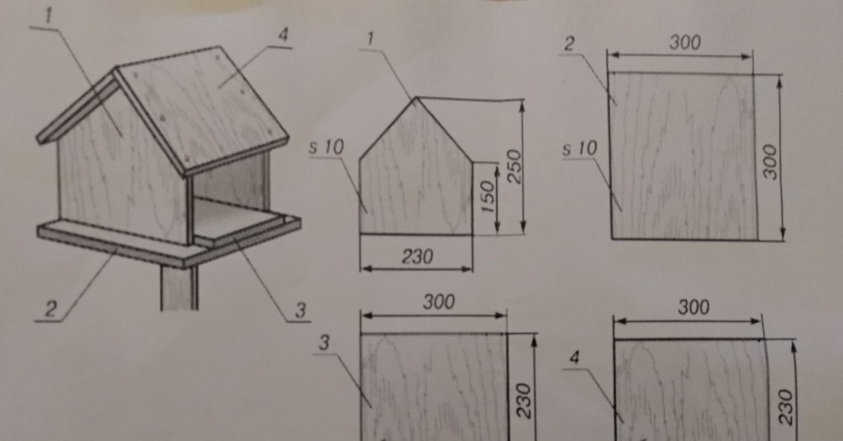 Кормушка для птиц своими руками из фанеры чертежи с размерами фото