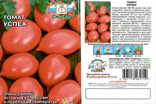 Характеристика и описание томата Успех, выращивание сорта из семян