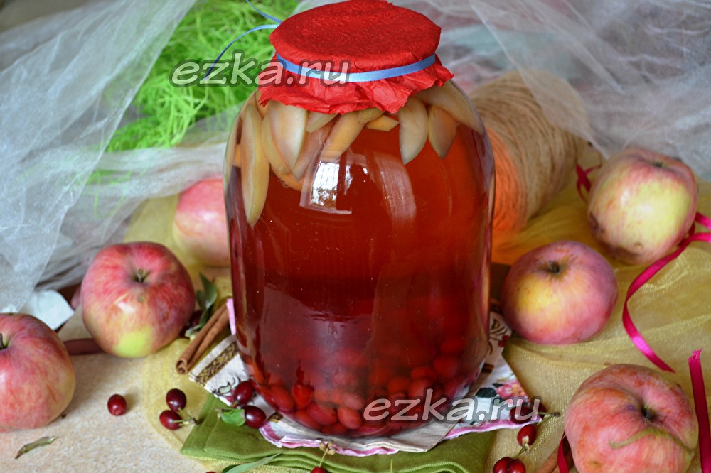 Компот из яблок и кизила на зиму - 11 пошаговых фото в рецепте
