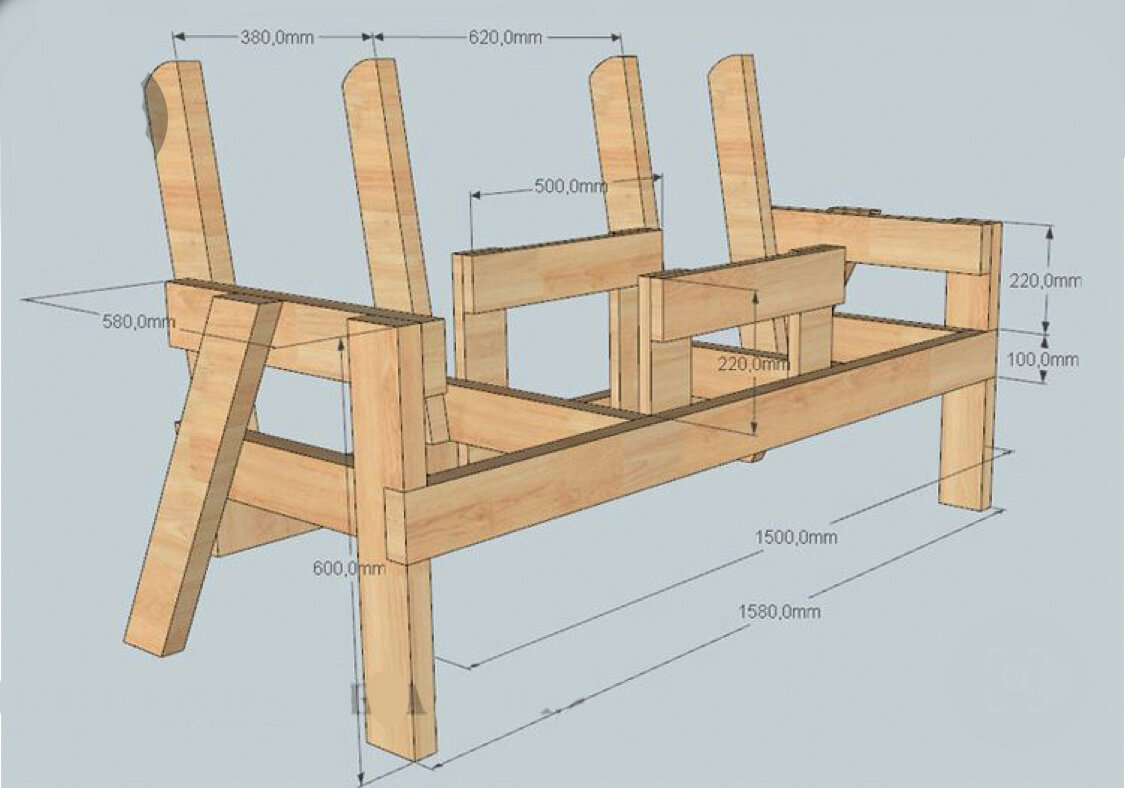 Схема постройки лавочки