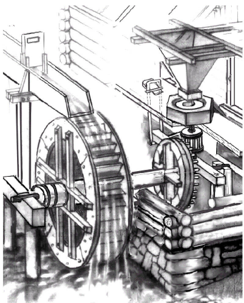 Чертеж водяной мельницы