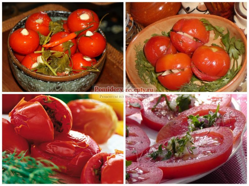 Быстрые маринованные помидоры с чесноком и зеленью на закуску