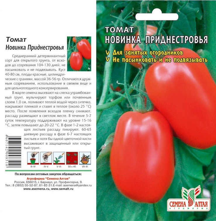 Описание томата Новинка Приднестровья, выращивание рассады и урожайность